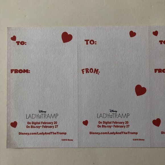 Lady And The Tramp Disney Valentines Day Cards set of 4 Movie Promotion 2018 - Picture 7 of 8